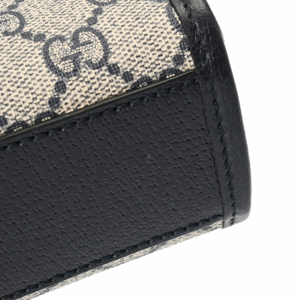 GUCCI Interlocking Tote Bag GG Beige Navy Blue Leather Handbag - Picture 7 of 9
